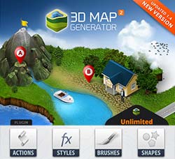 PS动作/扩展面板－制作3D地图：3D Map Generator 2 - Isometric